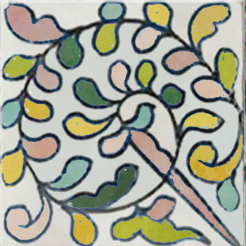 Mosaic House Moroccan tile Neptune 1-30-12-5-10-1-8-21-22 White Celadon Green Light Green Lime Green Green White Ochre Pink Light Pink  hand painted handpainted 